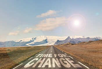 A beautiful scenic road depicts a powerful call for meaningful change set against a stunning...
