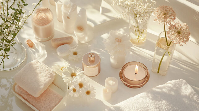 Tło spa z wellnes, z miejscem na tekst, generative ai