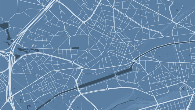 Blue Anderlecht map, city in Belgium. Streetmap municipal area.