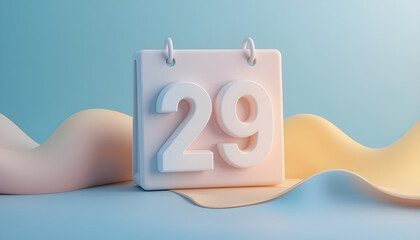 Pastel-Colored 3D Calendar Displaying the 29th