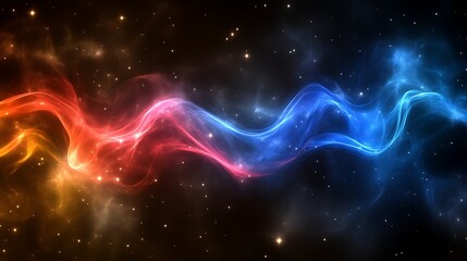 Fototapeta premium Cosmic Nebula Red And Blue Energy Streams