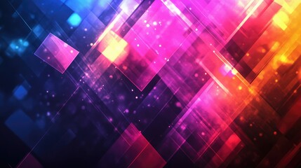 Obraz premium A vibrant design with intersecting triangles, circles, squares, and rectangles, ideal for banners, backgrounds, or creative illustrations.