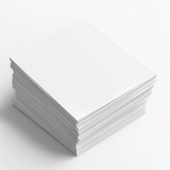 Stack of blank white paper sheets on white background
