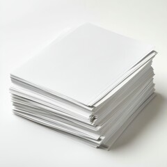 Stack of blank white paper sheets on white background