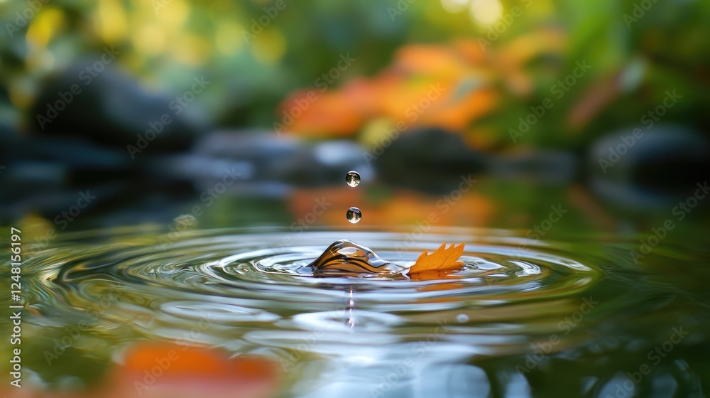 Poster A water droplet suspended in mid-air, sending ripples across a tranquil pool, representing the power of small actions to affect greater change.