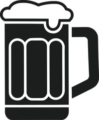 Beer Mug Silhouette Vector Illustration - Foamy Beverage Icon