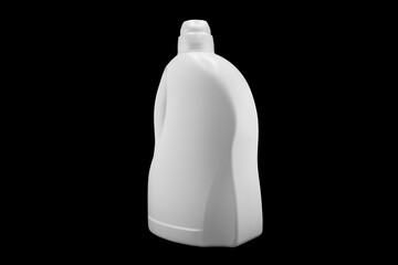Plastic bottle for detergent cleaning agent iIsolated on black background. Plastic bottle isolated with clipping path.