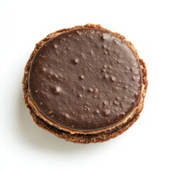 Traditional alfajor cookie top view on white background