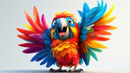 Obraz premium Colorful Parrot with Vibrant Feathers Displaying Joyful Expression