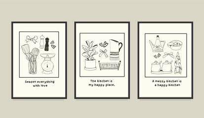 Whimsical Kitchen Moments Artwork Design Poster Set