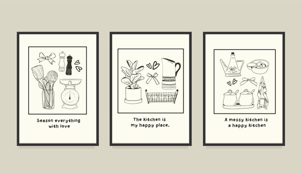 Whimsical Kitchen Moments Artwork Design Poster Set