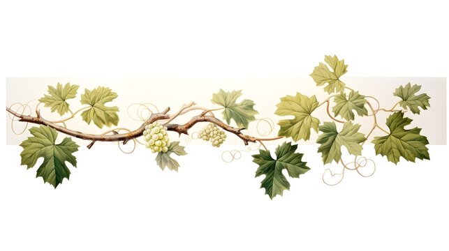 Highly detailed and of a lush green vine leaf with intricate textures delicate curling edges and elegant shading placed on a clean white background for a botanical or nature inspired design