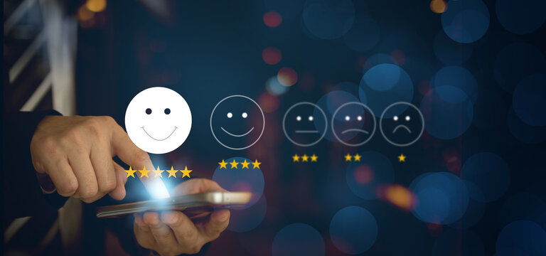 App users give ratings or score for service experience in online applications about software security and operability speed.