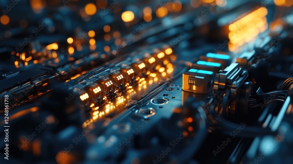 Poster close-up of an industrial electrical relay network, showcasing the essential components that enable 