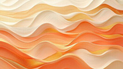Fototapeta premium Soft Abstract Waves in Warm Tones of Orange and Cream Colors