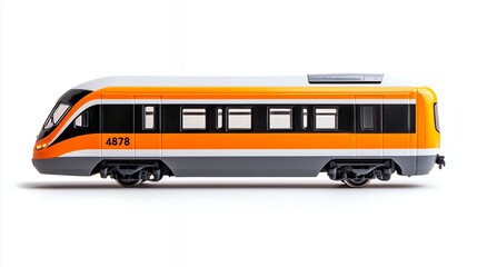 Modern High Speed Passenger Train on White Background, Generative AI.