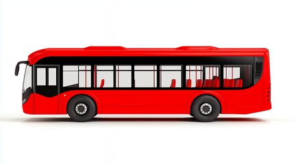 Modern Red City Bus Side Profile Illustration, Generative AI.