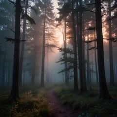sunrise in the forest