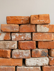 Obraz premium Stack of various red bricks forming a wall.