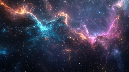 Fototapeta premium Colorful Cosmic Explosion in Deep Space with Glowing Nebulae