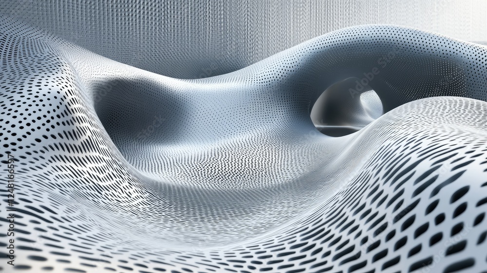 Poster Abstract Gray Wave Pattern with Dots and Curves in Dynamic Flow