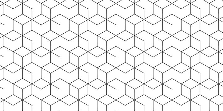 Vector tiles gradient science web tech connection triangle diamond honeycomb hexagon art. Seamless pattern with hexagon square cube geometric pattern shapes grid metal element texture design.	
