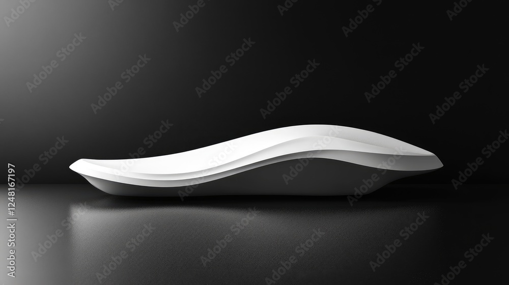 Poster Sleek and futuristic obsidian podium with smooth white wavy lines, perfect for an empty product display.