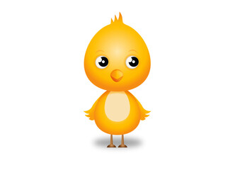 Cute baby yellow chick cartoon character
