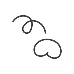 Cute falling down heart icon. Hand drawn illustration isolated on a white background. Abstract romantic emoji symbol. Sadness concept. Vector 10 EPS.