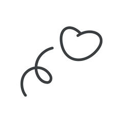 Cute jumping up heart icon. Hand drawn illustration isolated on a white background. Abstract romantic emoji symbol. Joy concept. Vector 10 EPS.