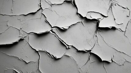 Obraz premium Cracked White Plaster Wall with Peeling Paint Texture Background