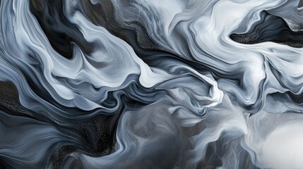 Obraz premium Swirling Shades of Gray and White Abstract Fluid Art Background