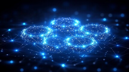 Abstract Blue Nebula Glowing Particle Cosmic Energy Starry Night Sky Universe Background