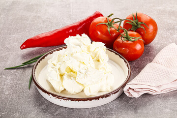 Soft Philadephia cheese in the bowl