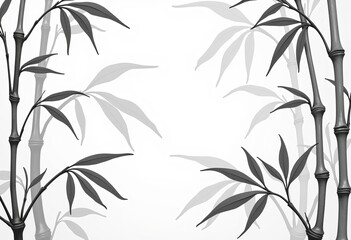 Naklejka premium Serene Bamboo Leaf Pattern in Gentle Gray: Ideal for Creating Calming and Elegant Backgrounds for Websites, Invitations, and Packaging.