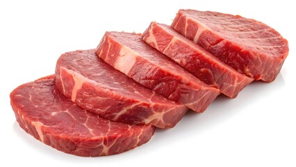 Fresh Raw Beef Slices Vibrant Red Color & Marbled Texture V5