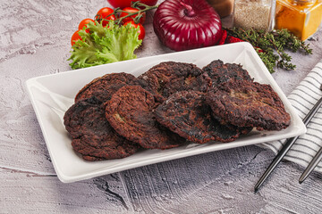 Liver pancakes in the bowl