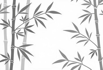 Fototapeta premium Nature-Inspired Bamboo Leaf Pattern: Delicate Silhouettes on a Calm Gray Backdrop for a Minimalist, Modern Aesthetic in Your Design Projects.