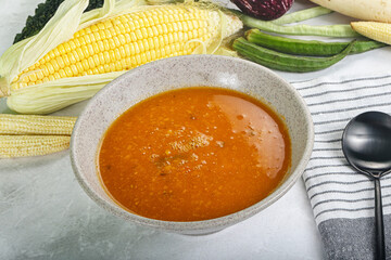 Vegan cuisine - hot tomato soup