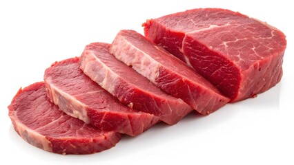 Fresh Raw Beef Slices Vibrant Red Color & Marbled Texture V8