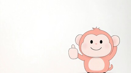 Cute Cartoon Monkey Giving Thumbs Up Gesture