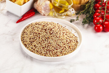 Raw dry quinoa seeds cereal