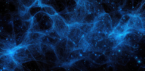 Obraz premium Abstract Blue Energy Wave with Sparkling Particles