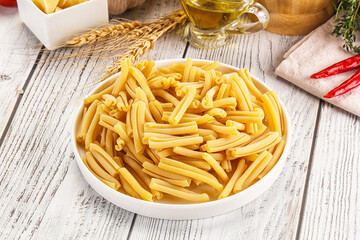 Raw dry Italian pasta - casarecce