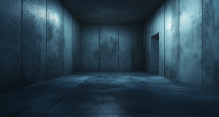 dark concrete wall with floor, dark room, grunge texture dark concrete wall background