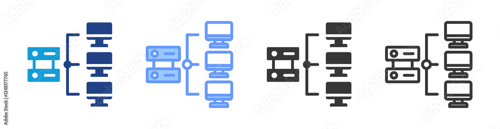Poster Distributed system icon set multiple style collection