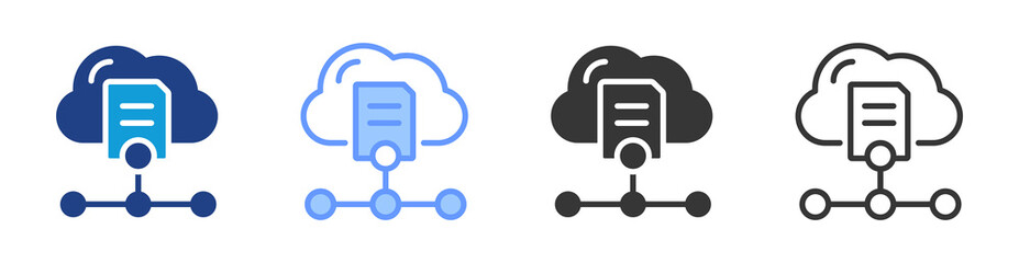 Cloud resource icon set multiple style collection