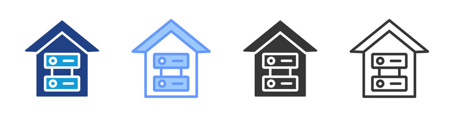 Fototapeta premium On premises server icon set multiple style collection