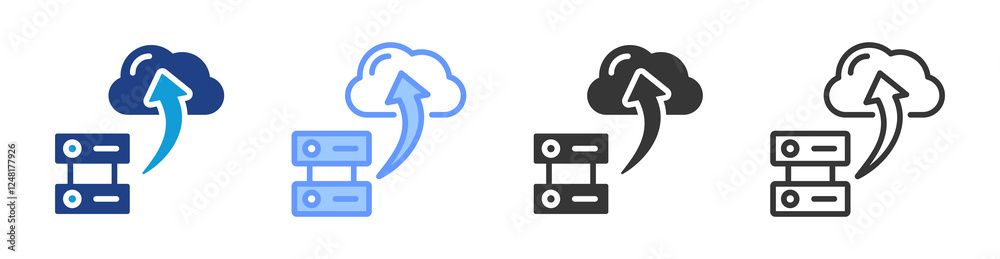 Poster Cloud migration icon set multiple style collection