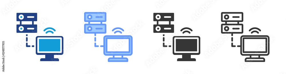 Poster Remote server icon set multiple style collection